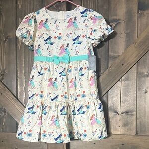 Size 11/12 Disney Cream and Blue Fairy Print Dress